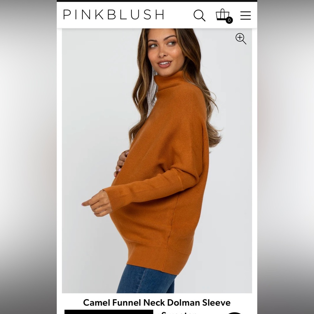 Dolman sleeve funnel neck maternity sweater